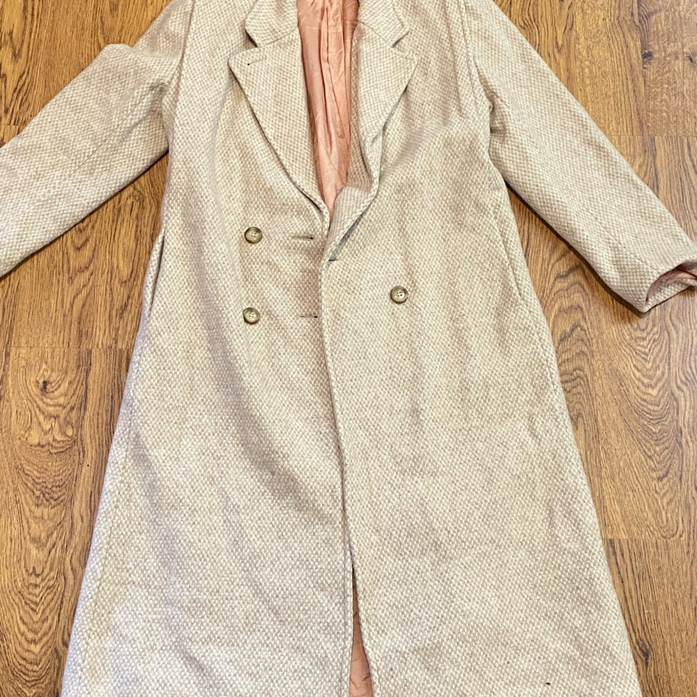 Women's Beige Double-Breasted Coat